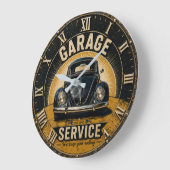 Garage Service Classic Beetle Mechanic Workshop  ラージ壁時計 (傾斜)