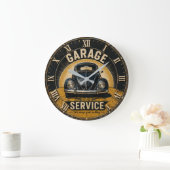 Garage Service Classic Beetle Mechanic Workshop  ラージ壁時計 (ホーム)