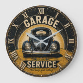 Garage Service Classic Beetle Mechanic Workshop ラージ壁時計 (正面)