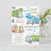 Garbage Dump Truck Birthday Invitation 招待状 (スタンド正面)