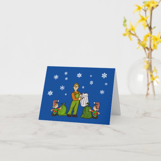 Garbage Man and Elves Christmas Card カード (黄色い花)