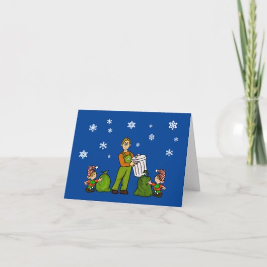 Garbage Man and Elves Christmas Card カード (正面)