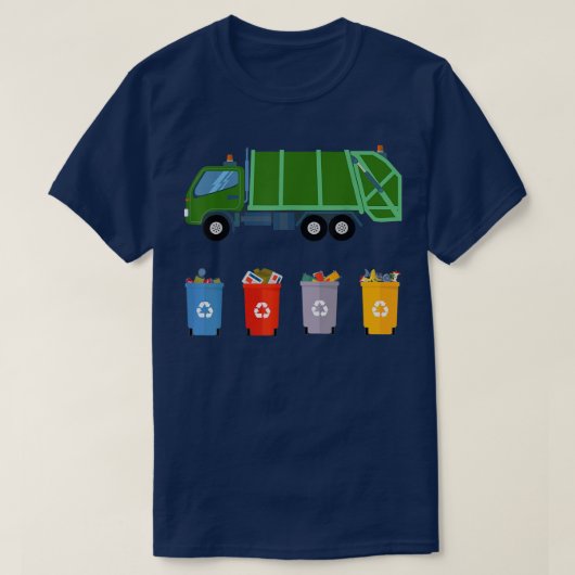 Garbage recycling trash truck girls and boys  tシャツ (デザイン正面)