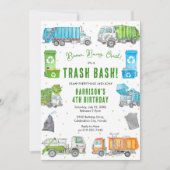Garbage Trash Truck Birthday Invitation 招待状 (正面)