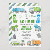 Garbage Trash Truck Birthday Invitation 招待状 (正面/裏面)