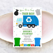 Garbage Trash Truck Birthday Invitation 招待状