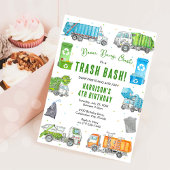 Garbage Trash Truck Birthday Invitation 招待状