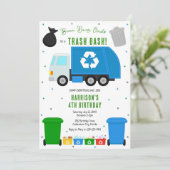 Garbage Trash Truck Birthday Invitation 招待状 (スタンド正面)