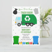 Garbage Trash Truck Birthday Invitation 招待状 (スタンド正面)
