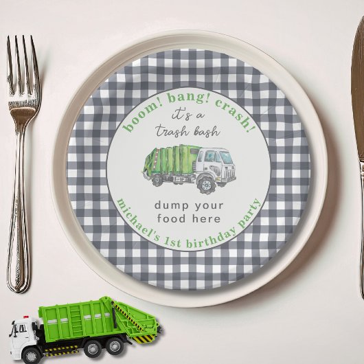 Garbage Trash Truck Birthday Personalized Funny ペーパープレート
