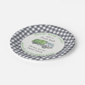 Garbage Trash Truck Birthday Personalized Funny ペーパープレート (アングル)