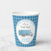 Garbage Trash Truck Blue Birthday Personalized 紙コップ (裏面)