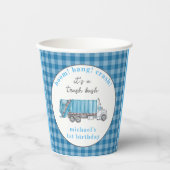 Garbage Trash Truck Blue Birthday Personalized 紙コップ (正面)