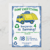 Garbage Truck 4th Birthday Invitation  招待状 (正面)