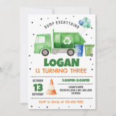 Garbage Truck Birthday Invitation 招待状 (正面)