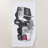 Garbage truck cartoon illustration ビーチタオル (正面)