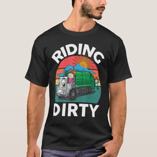 Garbage Truck-Shirt Riding-Dirty Kid Boy Toddler F Tシャツ (正面)