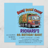 Garbage Truck Themed Kids Trash Party Birthday 招待状 (正面/裏面)