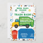 Garbage Truck Trash Bash Boy Birthday Invitation 招待状 (正面)