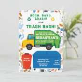 Garbage Truck Trash Bash Boy Birthday Invitation 招待状 (スタンド正面)
