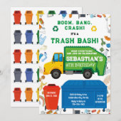 Garbage Truck Trash Bash Boy Birthday Invitation 招待状 (正面/裏面)