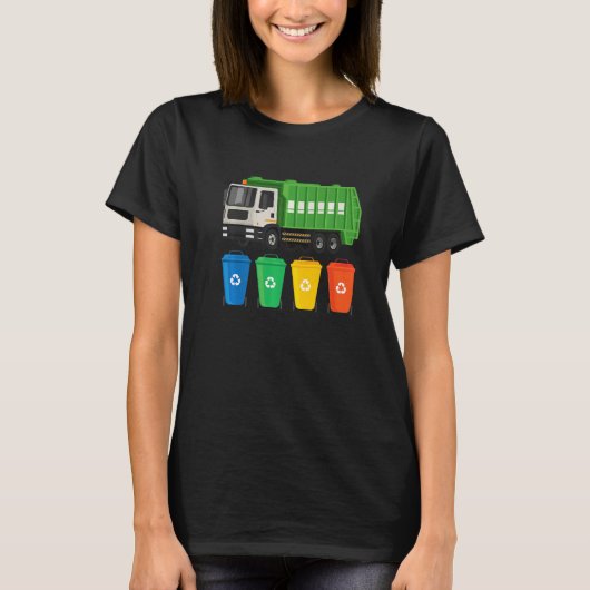 Garbage Truck Truck Trash Recycling Waste Manage Tシャツ (正面)