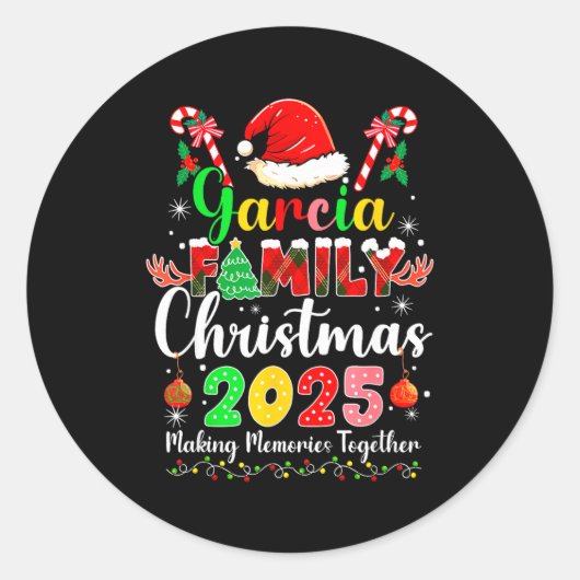 Garcia Family Christmas 2025 Matching Santa Hat Xm ラウンドシール (正面)