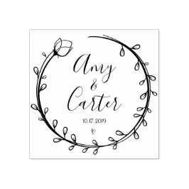 Garden日付素朴ロゴを保存する自己インクスタンプ ラバースタンプ