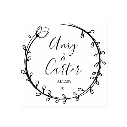 Garden日付素朴ロゴを保存する自己インクスタンプ ラバースタンプ (インプリント)