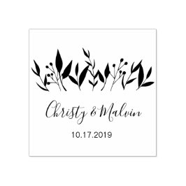 Garden素朴日付のロゴを保存するSelf-Inking ラバースタンプ