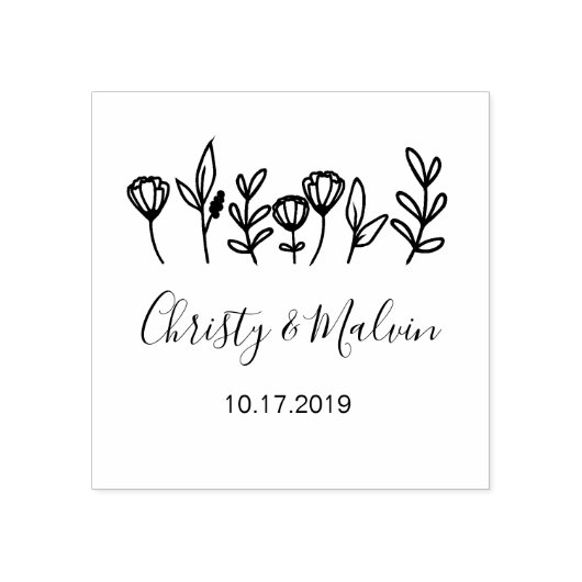 Garden素朴日付のロゴを保存するSelf-Inking ラバースタンプ (インプリント)