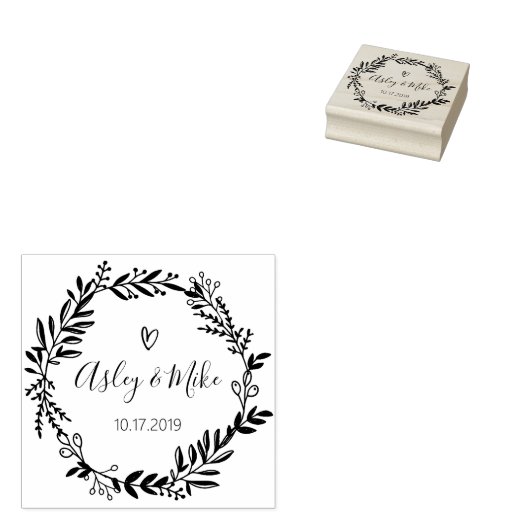 Garden素朴日付の丸いロゴを保存Self-Inking ラバースタンプ (押印)