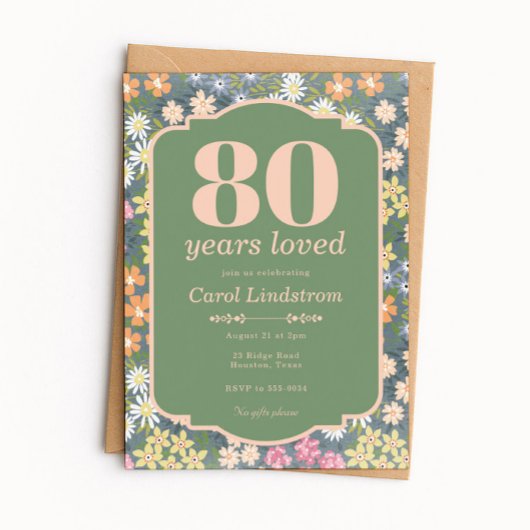 Garden 80 Years Loved Birthday Party 招待状