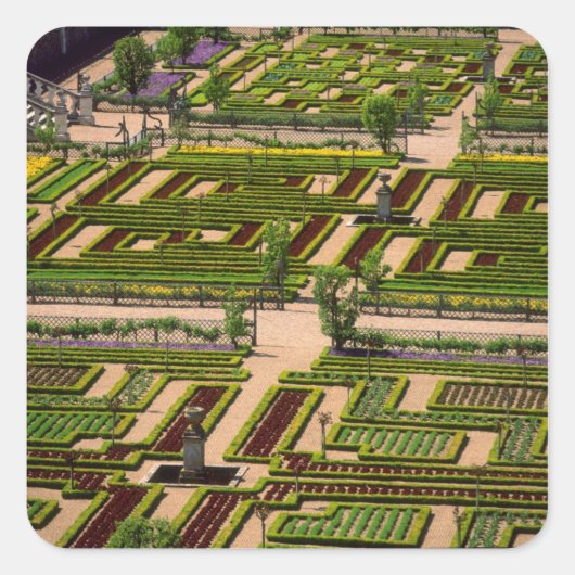 Garden at Villandry Chateau, Indre-et-Loire, 2 スクエアシール (正面)