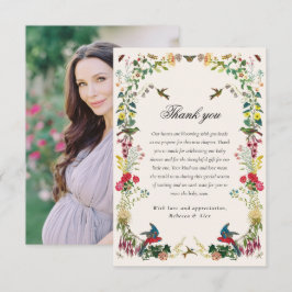 Garden Baby Shower Elegant Botanical Floral Photo サンキューカード