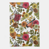Garden birds and flowers 1 キッチンタオル (縦)