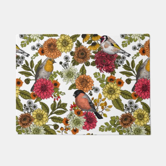 Garden birds and flowers 1 ドアマット (正面)