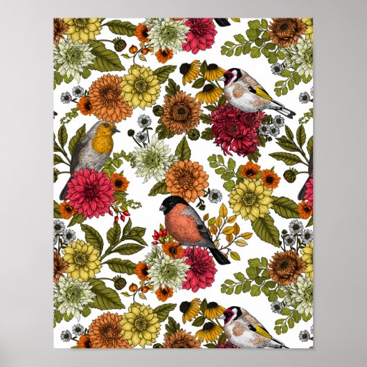 Garden birds and flowers 1 ポスター (正面)