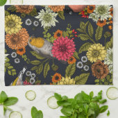 Garden birds and flowers 2 キッチンタオル (折り畳み)