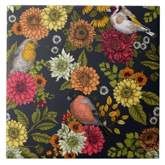 Garden birds and flowers 2 タイル (正面)