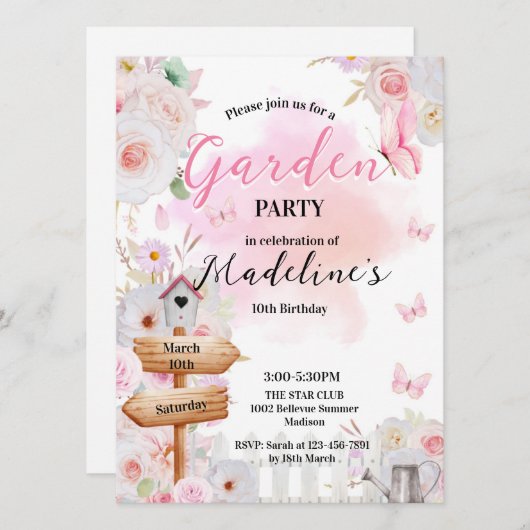 Garden Birthday invitation  招待状 (正面/裏面)