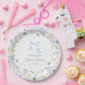 Garden Blue Floral Bridal Shower ペーパープレート (パーティー)