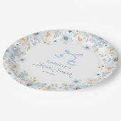 Garden Blue Floral Bridal Shower ペーパープレート (アングル)