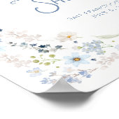 Garden Blue Floral Bridal Shower Welcome ポスター (角)