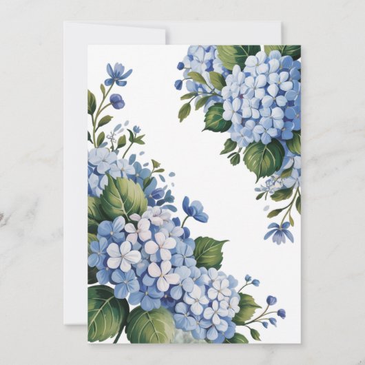 Garden Blue Hydrangea Bridal Shower 招待状 (裏面)