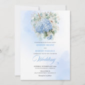 Garden Blue Hydrangea Eucalyptus Wedding Invitе 招待状 (正面)