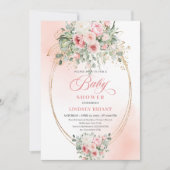 Garden Blush Floral Girl Baby Shower Invitation 招待状 (正面)