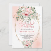 Garden Blush Roses Floral Bridal Shower Invitation 招待状 (正面)