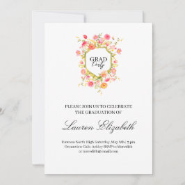 Garden bohemian watercolor flowers graduation 招待状