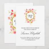 Garden bohemian watercolor flowers graduation 招待状 (正面/裏面)